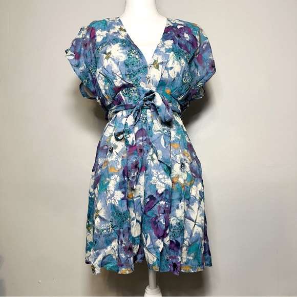 NWT Free People Freddy Tie Mini Dress - Night Combo - Picture 4 of 8